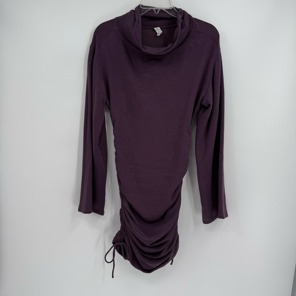 Daily Practice Anthropologie Long Sleeve Ruched Mini Dress Plum Purple Size S - Picture 15 of 15